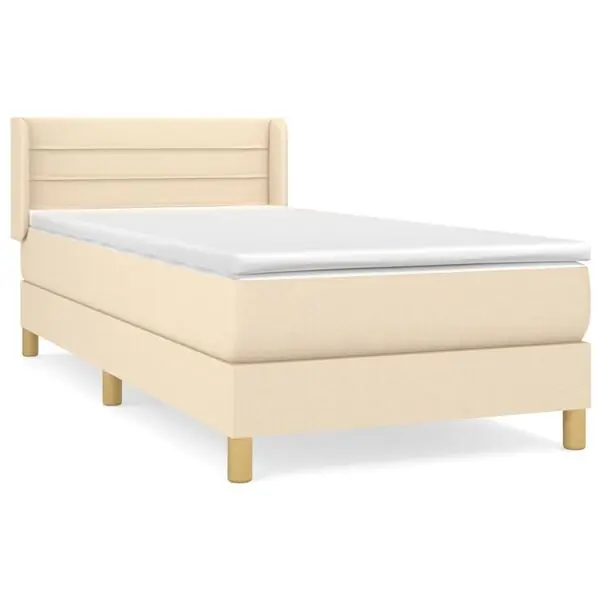 vidaXL Ramsäng med madrass gräddvit 80x200 cm tyg Outlet