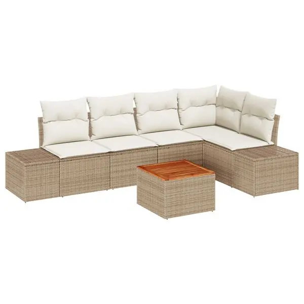 vidaXL Trädgårdsoffset 6 pcs Beige och gräddfärgad konstrotting Extra rabatt