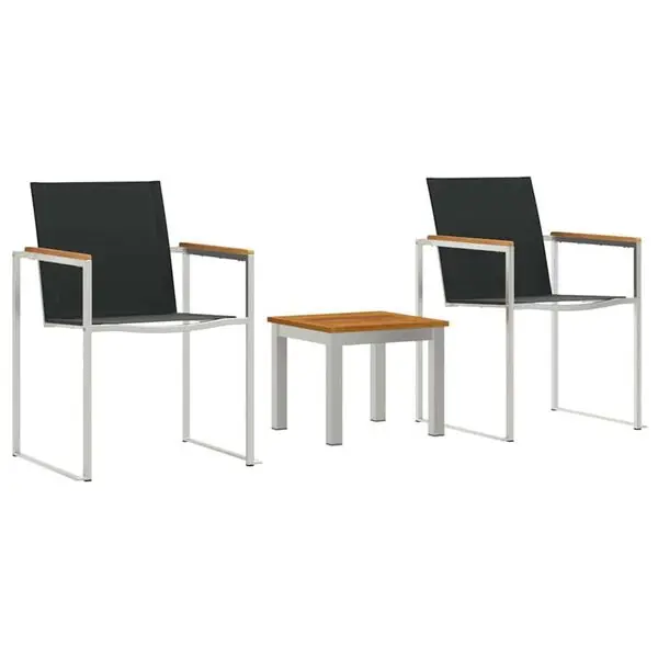 vidaXL Trädgårdsmöbelset 3 pcs Brun och svart Massivt teakträ Endast idag