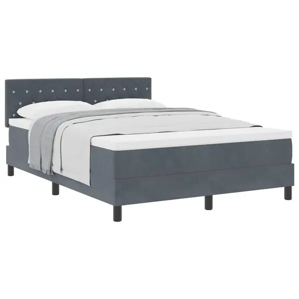 vidaXL Bäddfjäder med madrass Mörkgrå 140 x 190 cm Sammet Premium