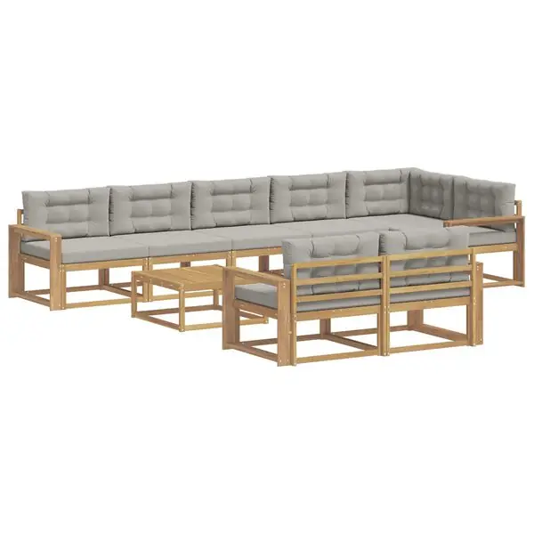 Säker betalning vidaXL Utomhussoffset 9 pcs Vit och ljusgrå 79 x 79 x 37 cm Polyester