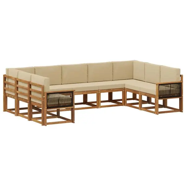 vidaXL Utomhussoffset 9 pcs Naturlig och Beige Massivt Akaciaträ Populärt val