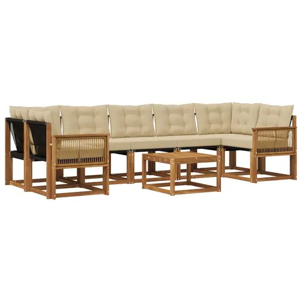 Fynd vidaXL Utomhussoffset med kudde 8 pcs Naturlig och Beige