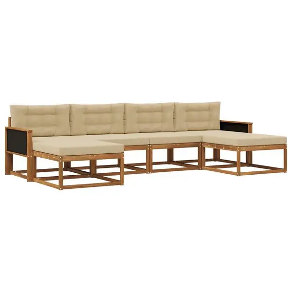 Rabatt vidaXL Utomhussoffset med kudde 6 pcs Naturlig och Beige