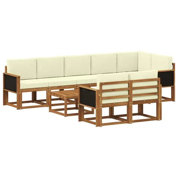 vidaXL Utomhussoffset med kudde 9 pcs Naturlig och Grädde Polyester Endast denna vecka