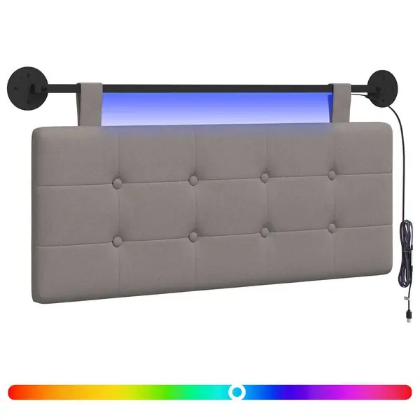 vidaXL Hängande sänggavel Med LED-lampa Taupe Tyg Kampanj