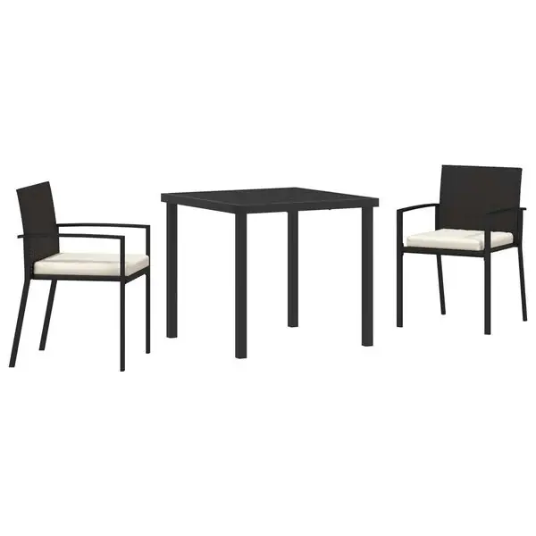 Lågt pris vidaXL Trädgårdsmöbelset 3 pcs Svart Pulverlackerat stål