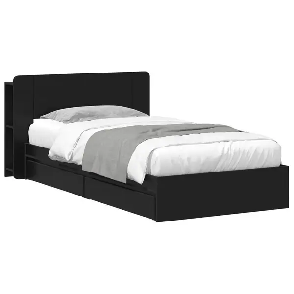 vidaXL Sängram med förvaring Svart 75 x 190 cm Konstruerat trä Kampanjpris