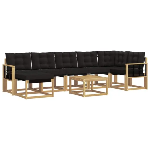 vidaXL Utomhussoffset med kudde 8 pcs Vit och svart Rabatt