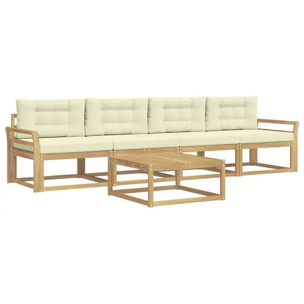 Outlet vidaXL Utomhussoffset med kudde 4 pcs Vit och grädde