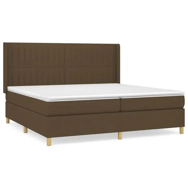 Kampanj vidaXL Ramsäng med madrass mörkbrun 200x200 cm tyg
