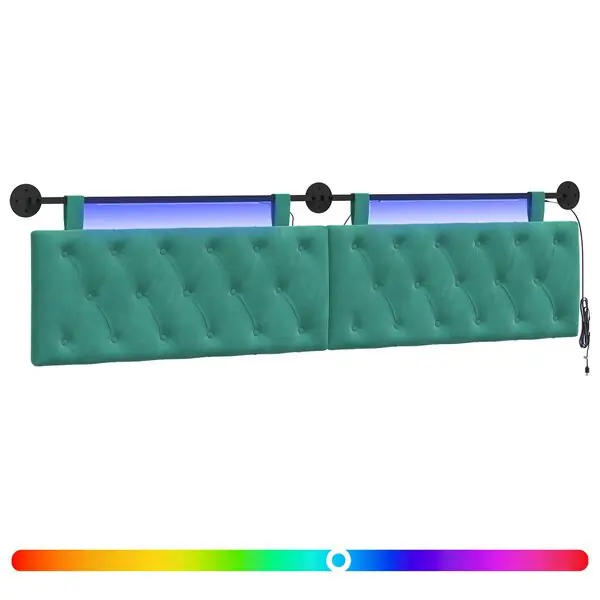 Köp nu vidaXL Hängande sänggavel Med LED-lampa Turkos Sammet