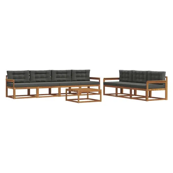 Billig vidaXL Utomhussoffset med kudde 8 pcs Naturlig och Antracit