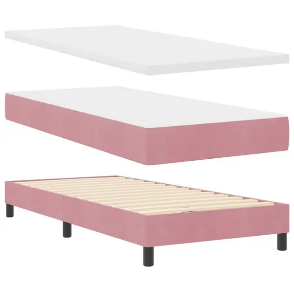 vidaXL LED Box Säng med madrass med led Rosa 100 x 200 cm Sammet Beställ idag