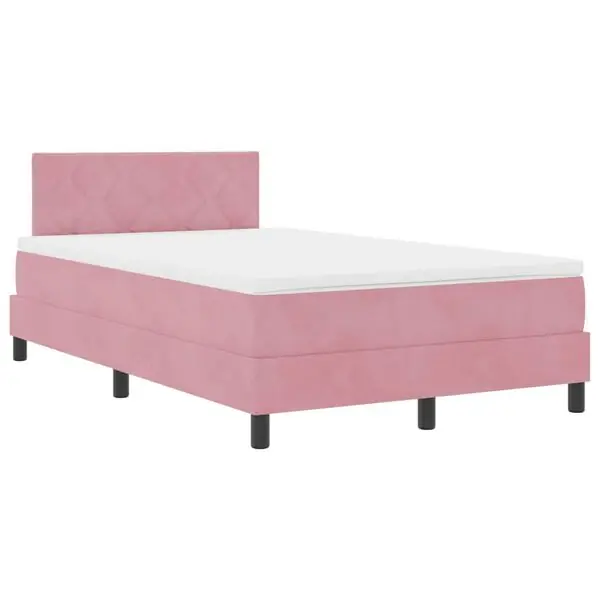 vidaXL LED Box Säng med madrass med led Rosa 120 x 190 cm Sammet Erbjudande