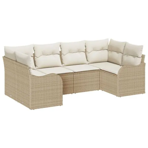 Sista chansen vidaXL Trädgårdsoffset med lagring 6 pcs Beige och vit Poly rattan