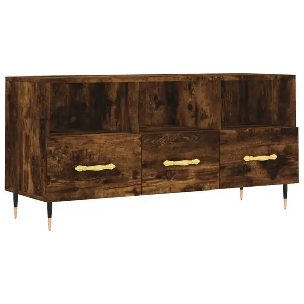 vidaXL Tv-bänk rökfärgad ek 102x36x50 cm konstruerat trä Nyhet