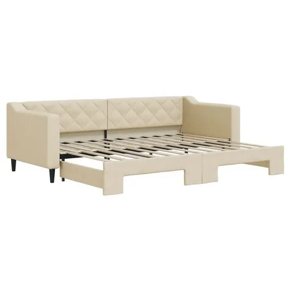 vidaXL Dagbädd utdragbar gräddvit 80x200 cm tyg Sänkt pris