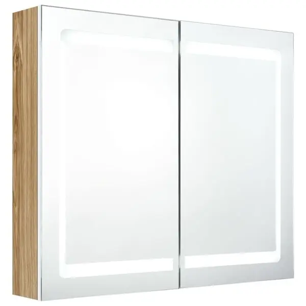 vidaXL Spegelskåp med LED vit och ek 80x12x68 cm I lager