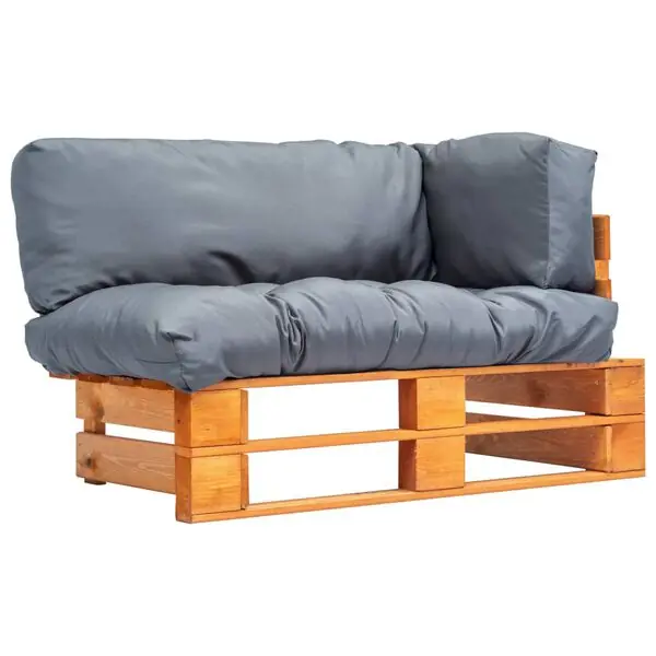 vidaXL Pallsoffa med gråa dynor furu Nedsatt pris