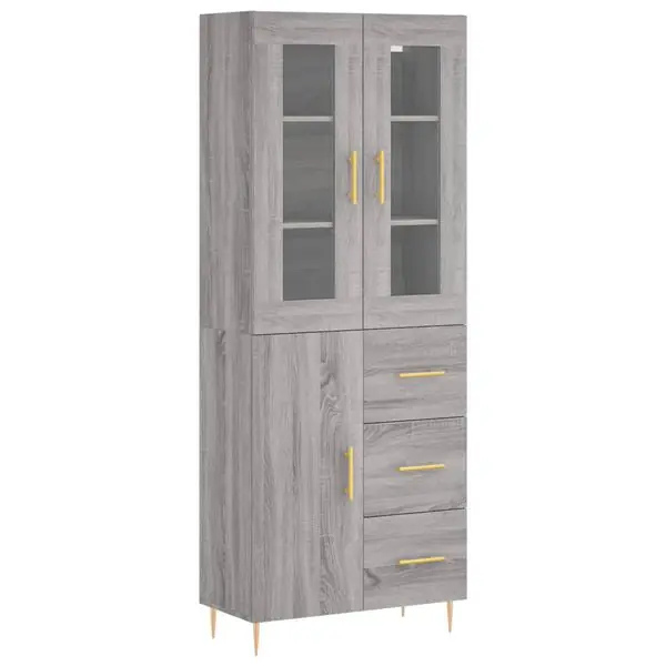 vidaXL Högskåp Grå Sonoma 69,5x34x180 cm konstruerat trä Beställ nu
