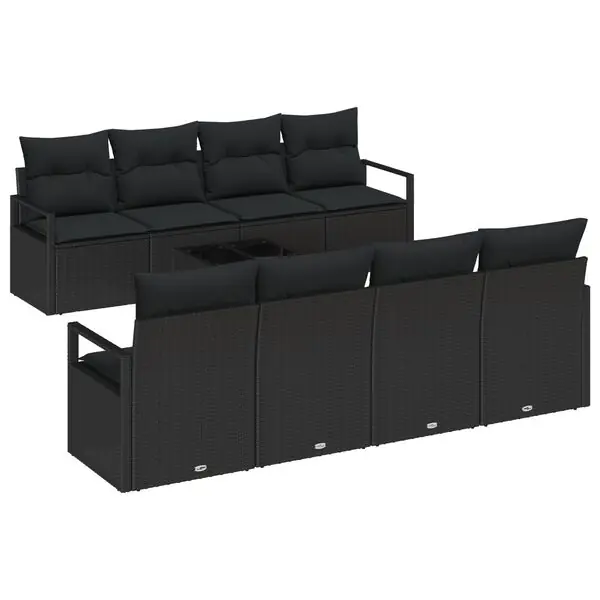 Erbjudande vidaXL Soffset med kudde 7 pcs Svart konstrotting