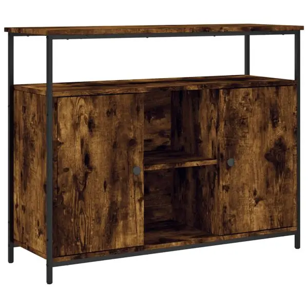 Populär vidaXL Skänk rökfärgad ek 100x35x80 cm konstruerat trä