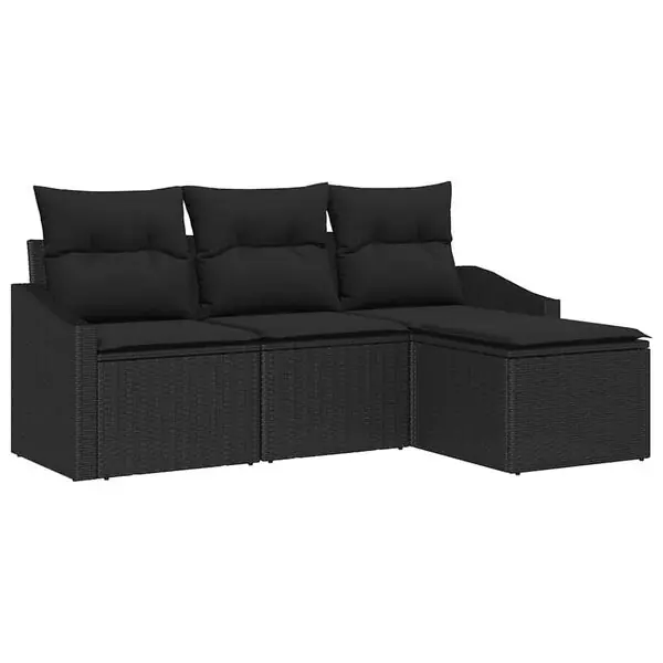 Beställ nu vidaXL Soffset med kudde 4 pcs Svart konstrotting