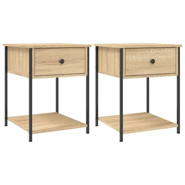 vidaXL Sängbord 2 st sonoma-ek 44x45x58 cm konstruerat trä Lägg i varukorgen