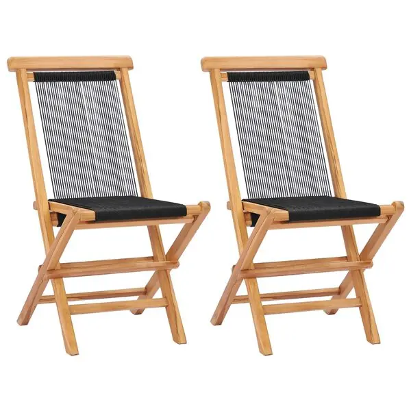 Säker betalning vidaXL Hopfällbara trädgårdsstolar 2 st massiv teak och rep