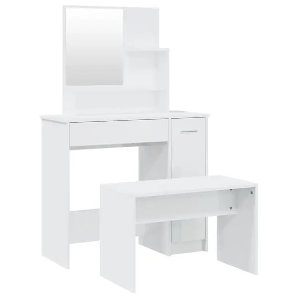 Outlet vidaXL Sminkbord set vit högglans 86,5x35x136 cm