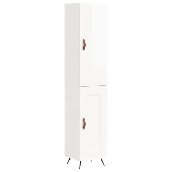 vidaXL Högskåp vit högglans 34,5x34x180 cm konstruerat trä Snabb leverans
