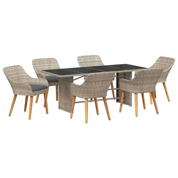vidaXL Trädgårdsmöbelset 7 pcs Ljusgrå konstrotting Endast denna vecka