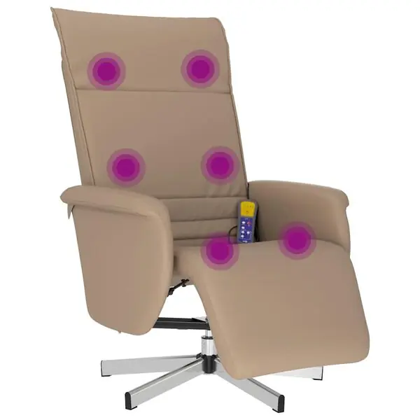 vidaXL Massagefåtölj med fotstöd cappuccino konstläder risnedsättning