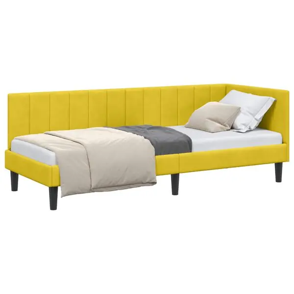 Rea vidaXL Hörn Sängram med huvudgavel Gul 80 cm x 200 cm Sammet