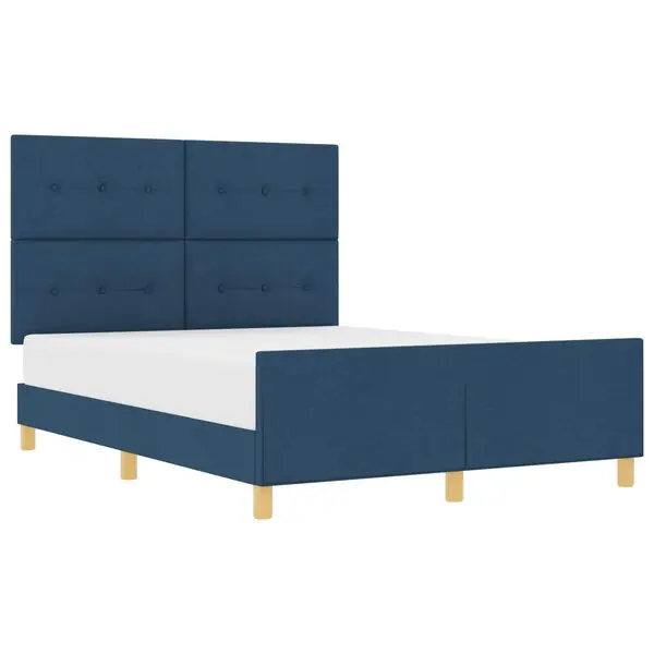 Premium vidaXL Sängram med huvudgavel Blå 160 x 200 cm tyg