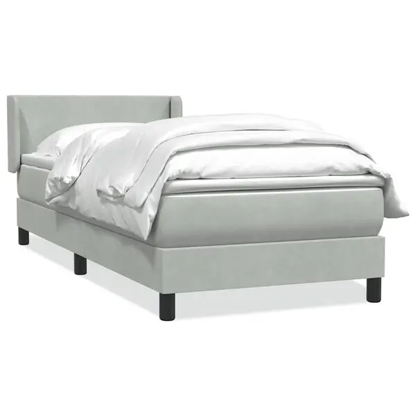 vidaXL Resårsäng med madrass ljusgrå 90x220 cm sammet Erbjudande