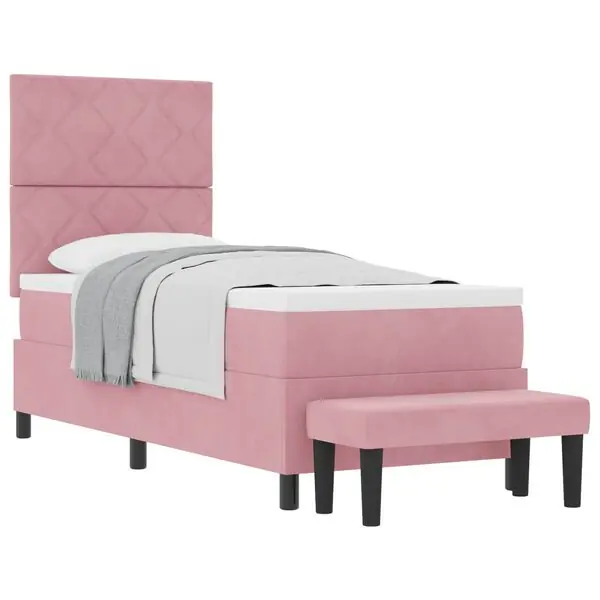 vidaXL Bäddfjäder med huvudgavel Rosa 200 x 80 cm Sammet Sista chansen