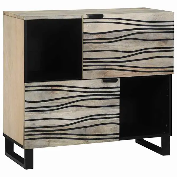 vidaXL Sideboard Vit 80 x 33 x 75 cm massivt mangoträ Billigare