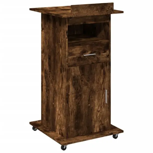 vidaXL Talarstol hjul & låda rökfärgad ek 55x55x107 cm konstruerat trä Extra rabatt