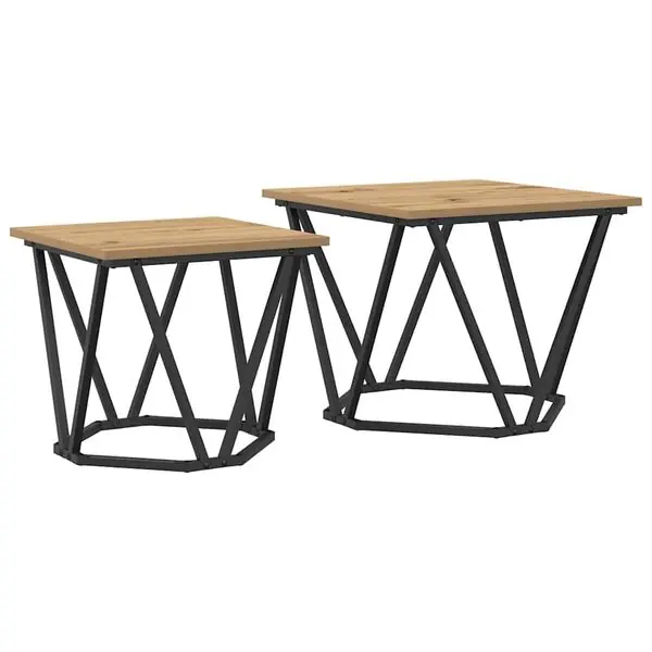 Begränsad tid vidaXL Sidobordsset 2 pcs Artisan Ek Konstruerat trä och stål