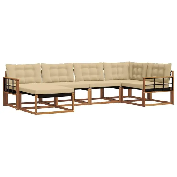 Erbjudandepris vidaXL Utomhussoffset med kudde 6 pcs Naturlig och Beige