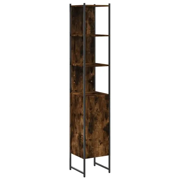 vidaXL Badrumsskåp rökfärgad ek 33x33x185,5 cm konstruerat trä Begränsad tid