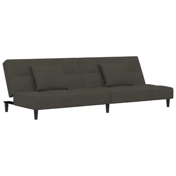 vidaXL Bäddsoffa 2-sits med två kuddar mörkgrå sammet Fynd