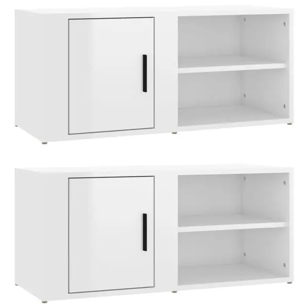 vidaXL Tv-bänk vit högglans 80x31,5x36 cm konstruerat trä Bästa pris