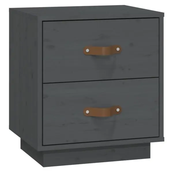 vidaXL Sängbord grå 40x34x45 cm massiv furu Extra rabatt