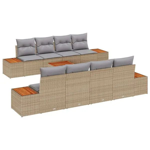 Trygg betalning vidaXL Trädgårdsoffset med lagring 9 pcs Beige Poly rattan
