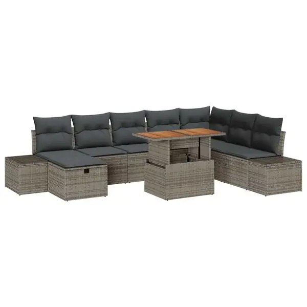 Populär vidaXL Trädgårdsoffset med lagring 9 pcs Grå Poly rattan