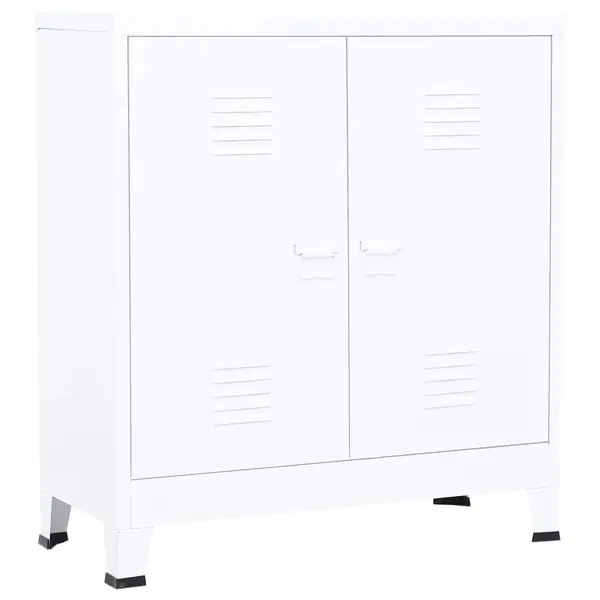 Beställ idag vidaXL Industriellt förvaringsskåp vit 90x40x100 cm stål