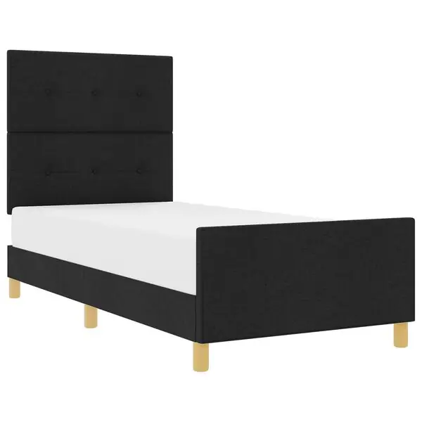 Snabb frakt vidaXL Sängram med huvudgavel Svart 80 x 200 cm tyg